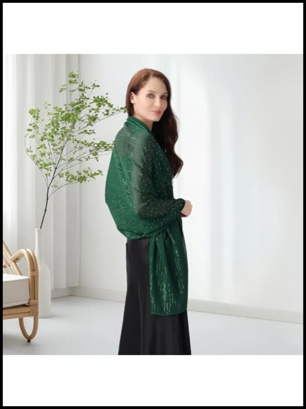 Chiffon Shawl Wrap with Rhinestones for Women Weddings Formal Occasions Sparkly
